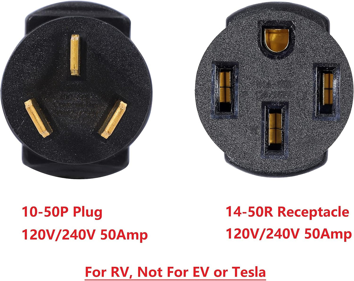Compact 50 Amp 3 Prong Male Plug to 4 Prong Female Receptacle Power Cord Adapter Connector U28167