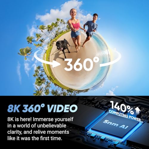 Waterproof 8K 360 Action Camera with Removable Lens Guards X30972