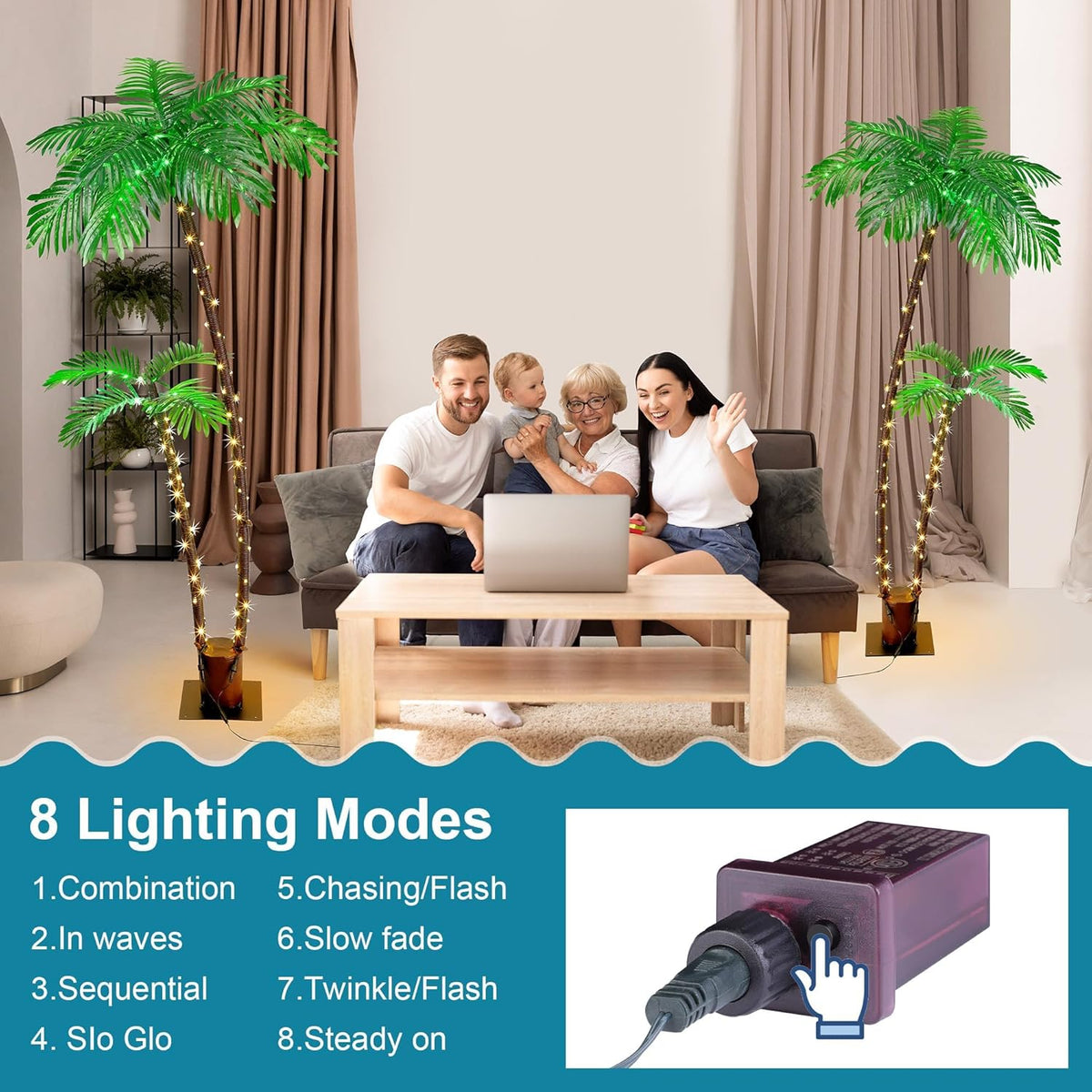 6FT Artificial Lighted Palm Tree M798947