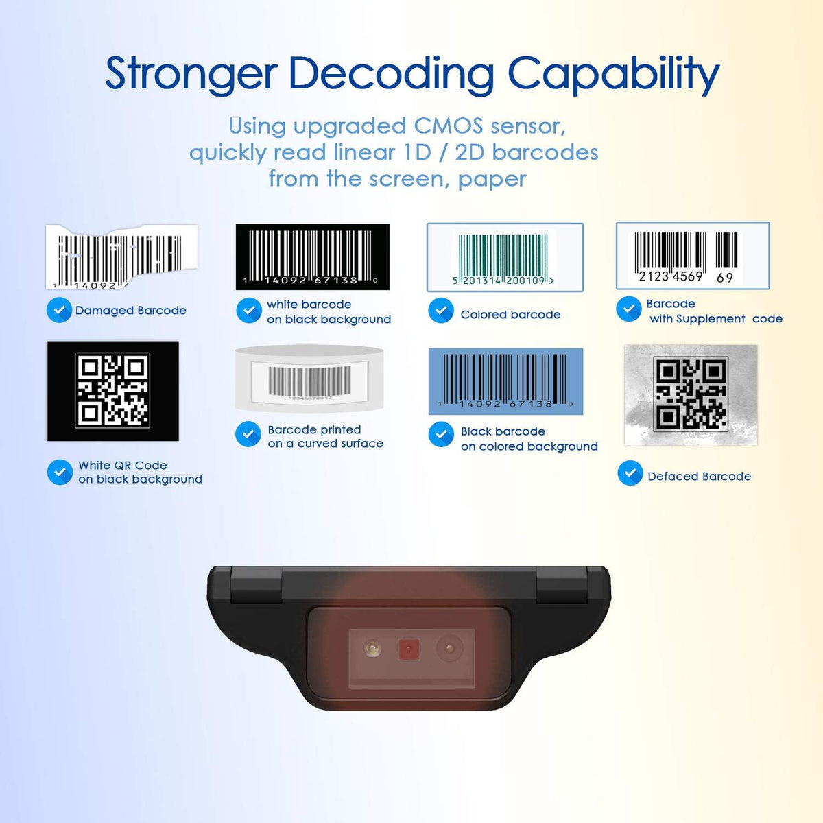 2D Wireless Barcode Scanner with Adjustable Back Clip V22151