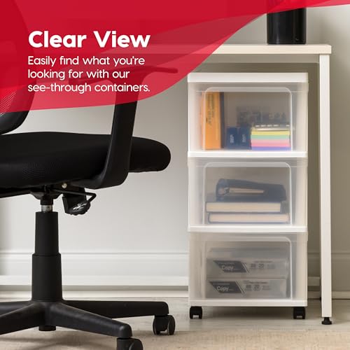 White 2-Pack Plastic 3-Drawer Rolling Cart with Wheels L48214