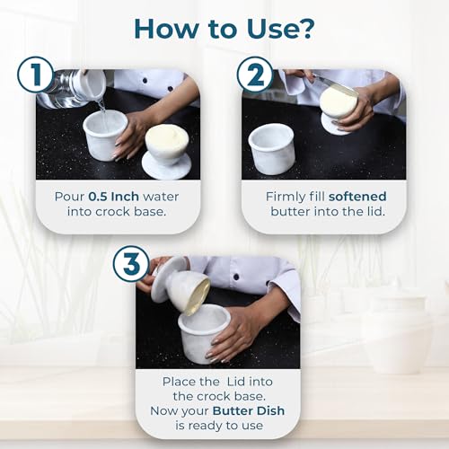 White Marble Butter Crock with Lid N26356