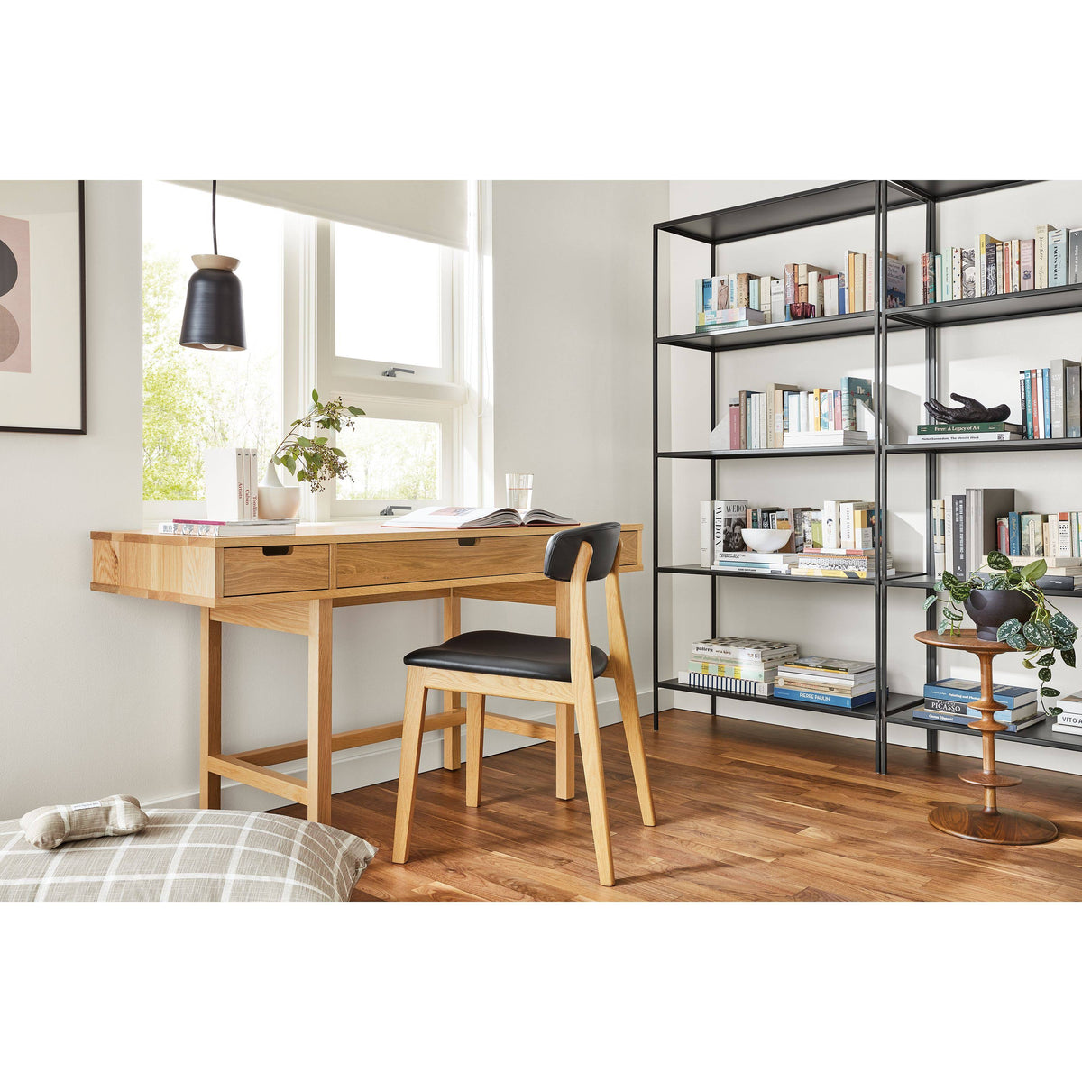 Modern Slim Bookcase Recycled Natural Steel Black G47086