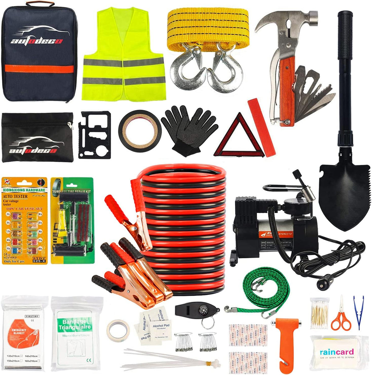118-Piece Heavy Duty Car Roadside Emergency Kit I25877