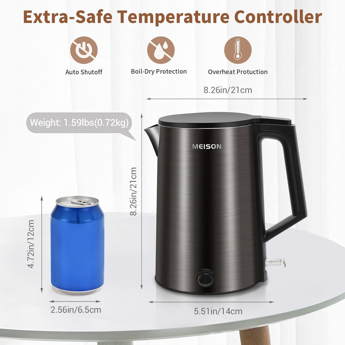 Blue 1.0L Double Wall Stainless Steel Electric Kettle Y502721