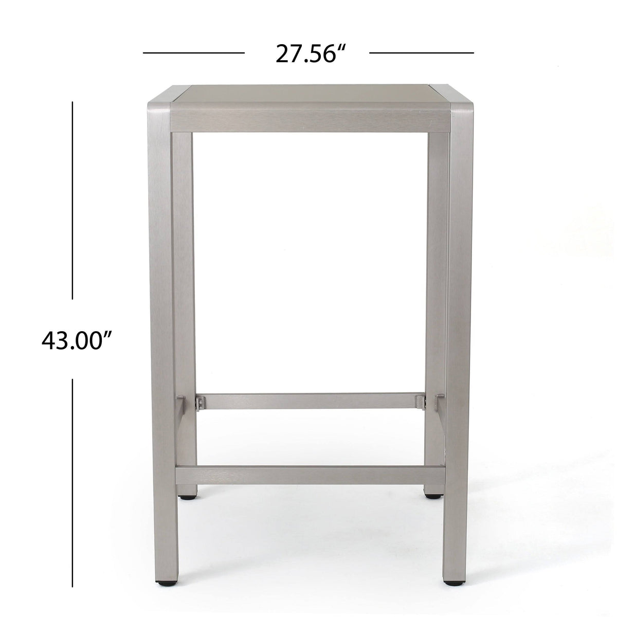 Square Aluminum Bar Table with Glass Top D9673