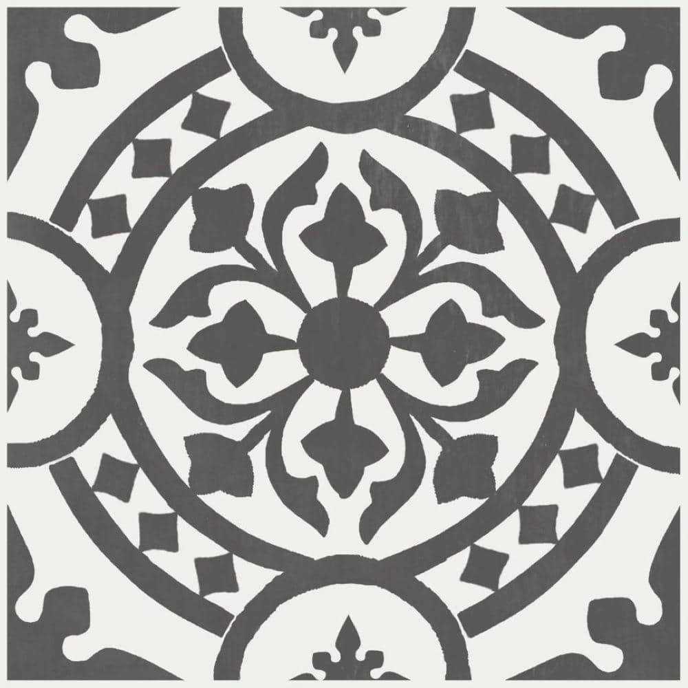 Black and White 2 MIL x 12 in. W x 12 in. L Peel and Stick Water Resistant Vinyl Tile Flooring M725428