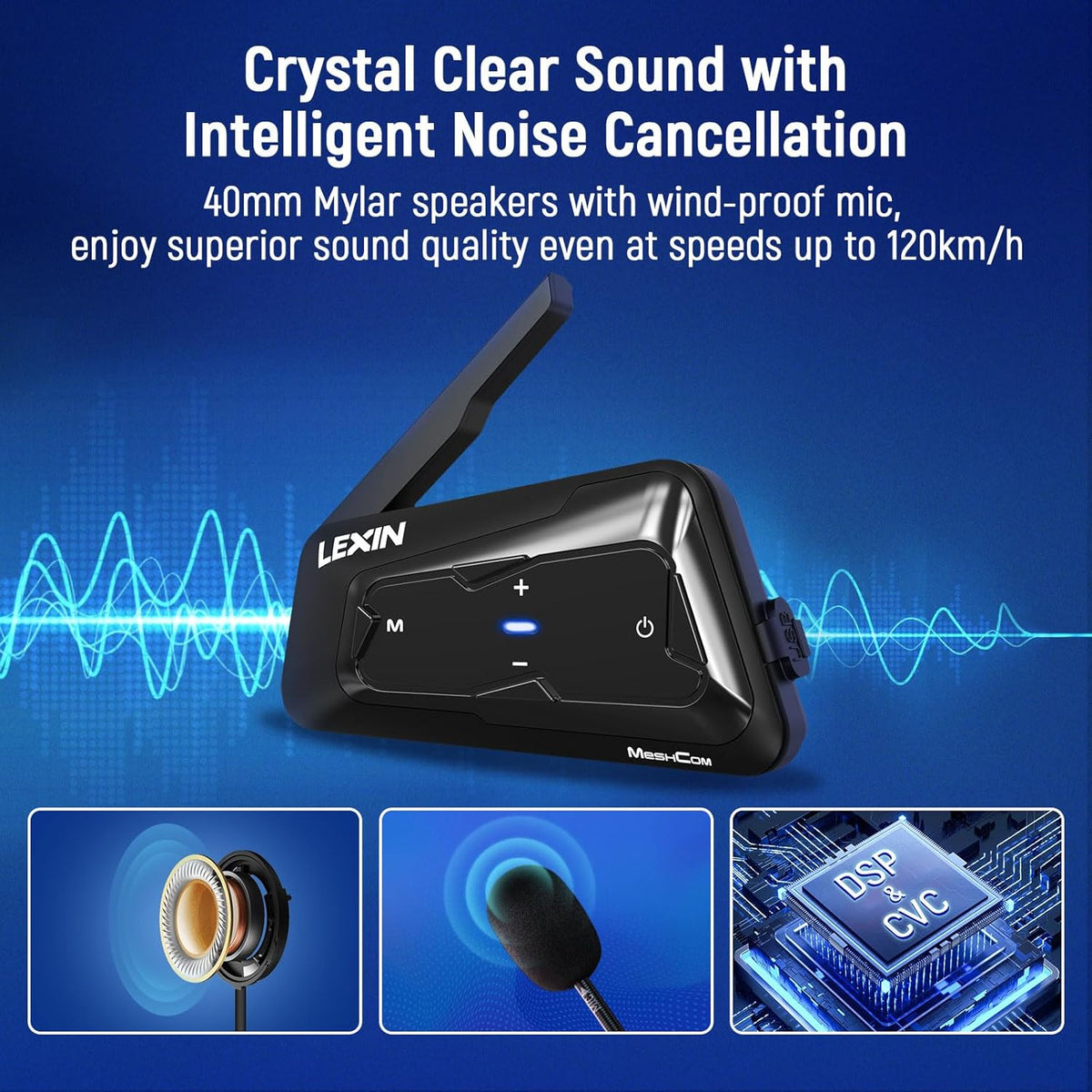 4 Pack Motorcycle Bluetooth Headset Mesh Intercom S4743