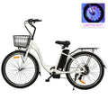 26 Inch 350 W White 7 Speed Electric Bicycle with Basket W497