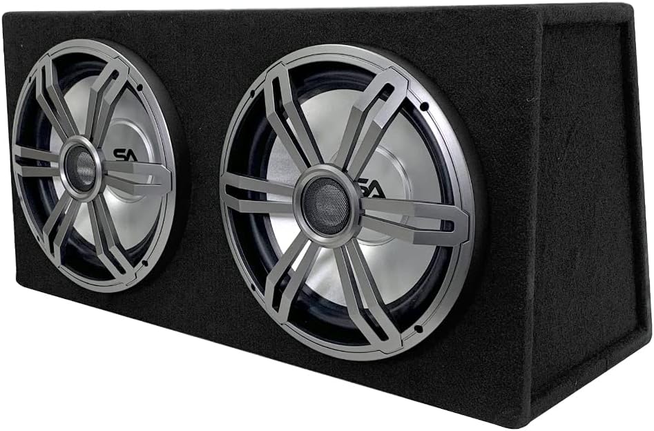 Dual 12 Inch 1200 Watt Car Audio Subwoofer Enclosure with RGB Illumination H165236