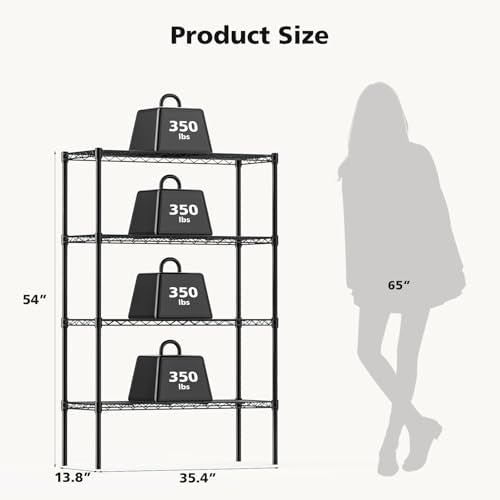 4 Tier Metal Wire Rack Heavy Duty Adjustable Steel Shelving Unit N29317