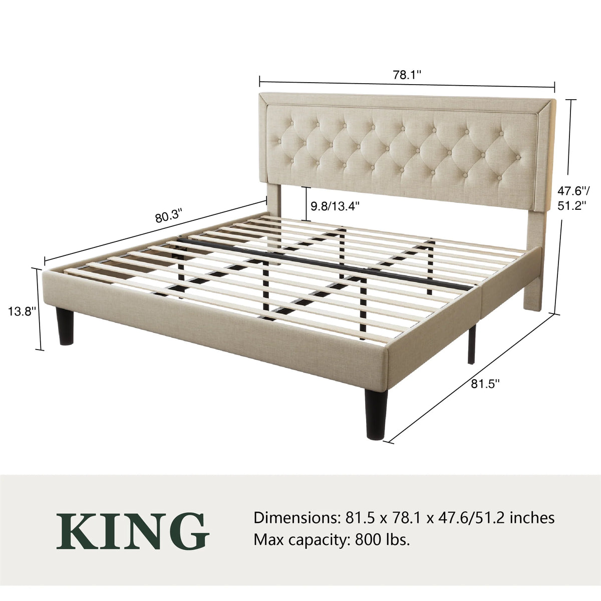 Queen Size Dark Grey Upholstered Platform Bed Frame S85918