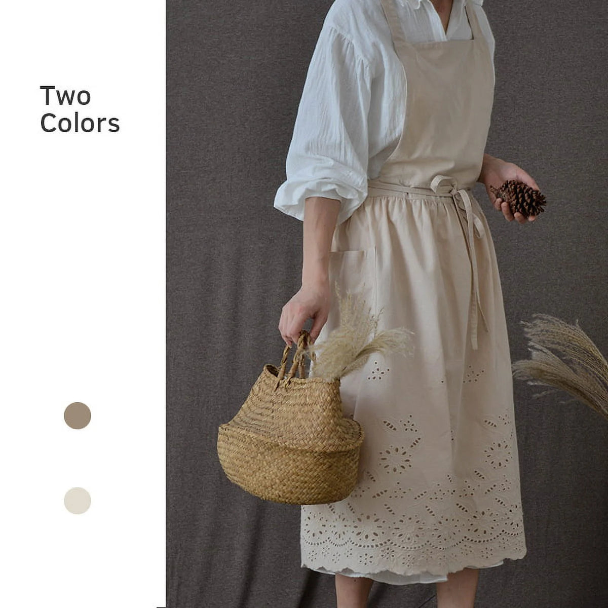Cotton Linen Openwork Apron U15468