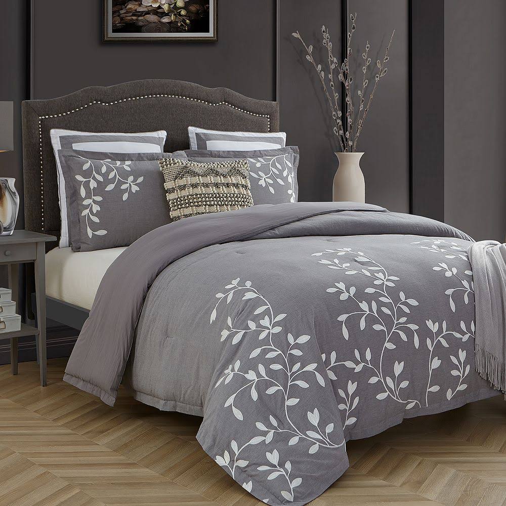 Grey Chambray Cotton Comforter Set H4675