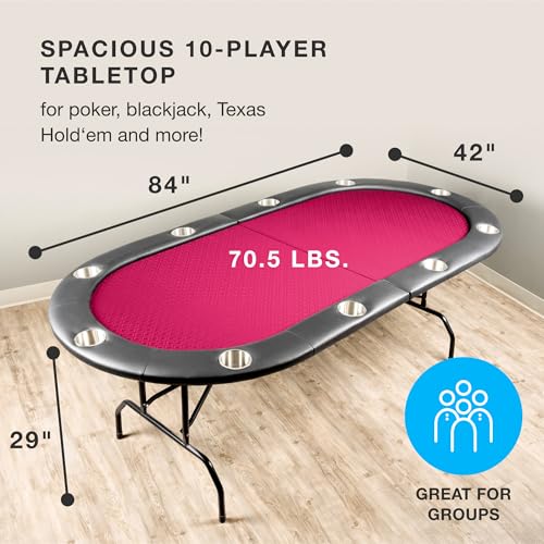 10-Person Foldable Poker Table with Speed Cloth and Stainless Steel Cupholders P80748