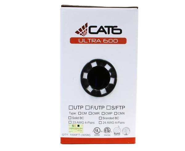Cat6 Bulk Riser Ethernet Cable, CMR UL Listed Solid Copper UTP, 23 AWG 1000ft Orange L322214