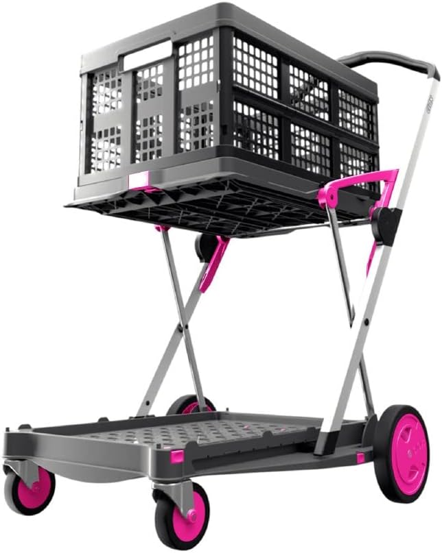 Grey Collapsible Folding Trolley with Storage Crate P590130