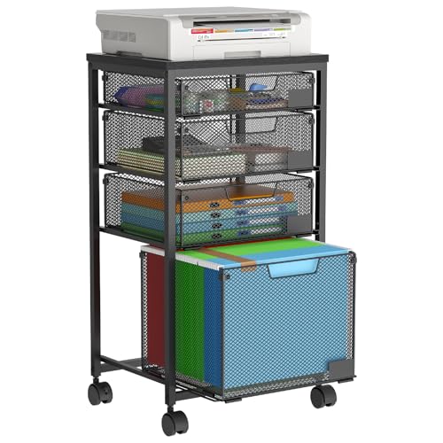 White 4 Drawer Rolling File Cart with Wheels F30089