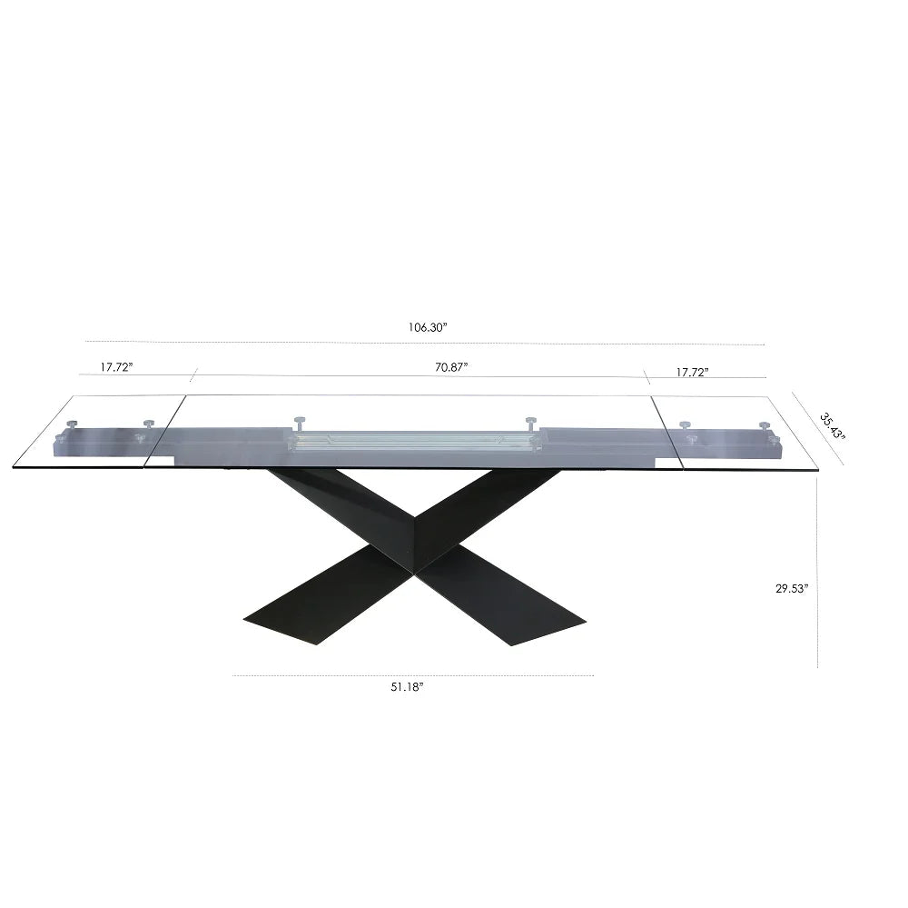 Extendable Glass Top Metal Leg Dining Table W208187