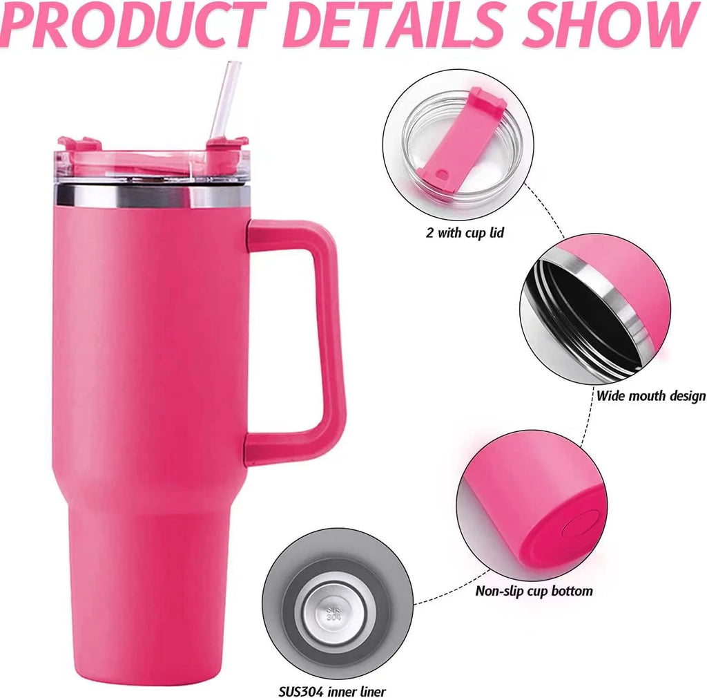 40 oz Stainless Steel Insulated Tumbler with Straw and Handle D745027
