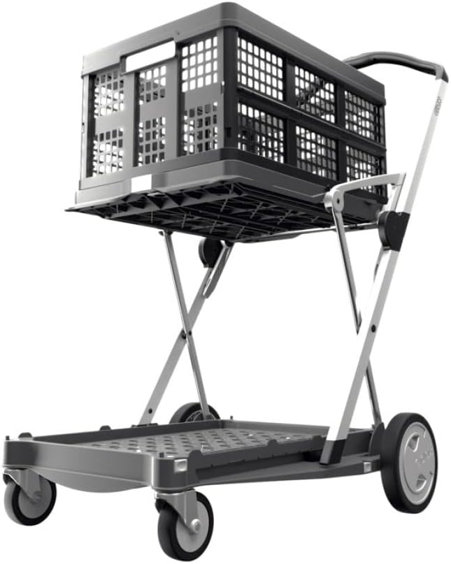 Grey Collapsible Folding Trolley with Storage Crate P590130