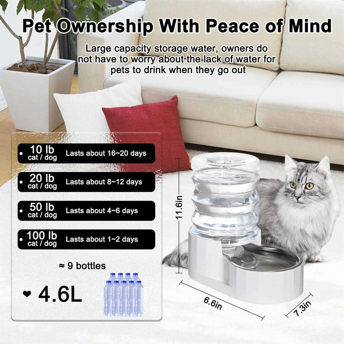 Automatic Bpa-free Stainless Steel Pet Waterer F8118