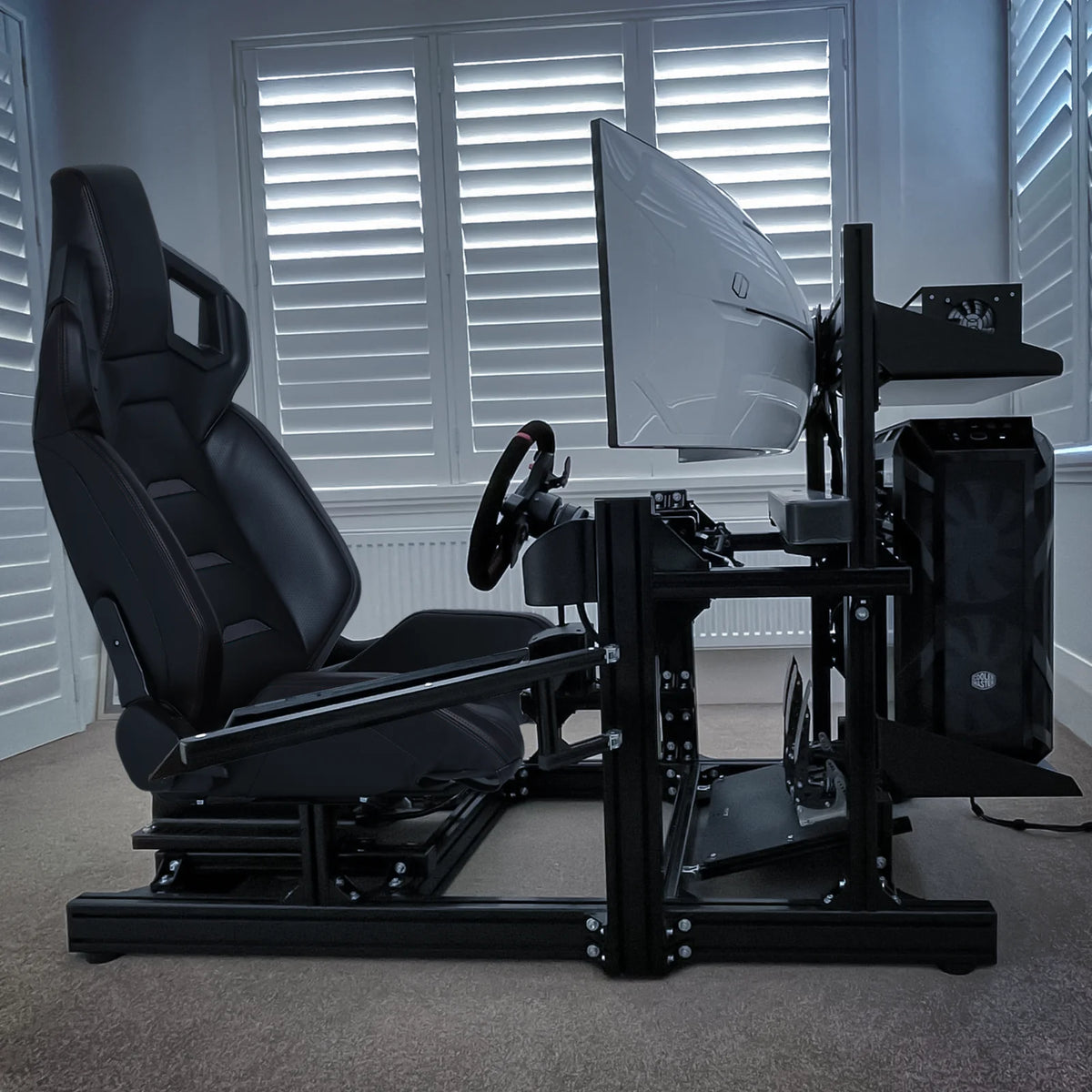 Black Ergonomic Racing Seat with Adjustable Slide E823041