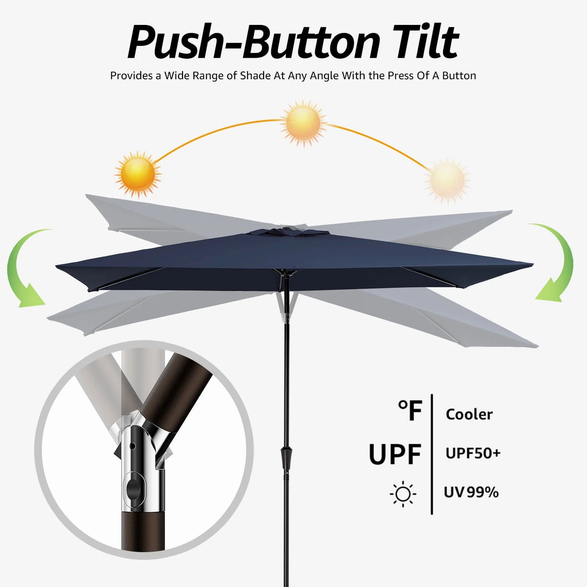 6.5' x 10' Rectangular Beige Patio Umbrella Y9855