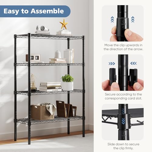 4 Tier Metal Wire Rack Heavy Duty Adjustable Steel Shelving Unit N29317