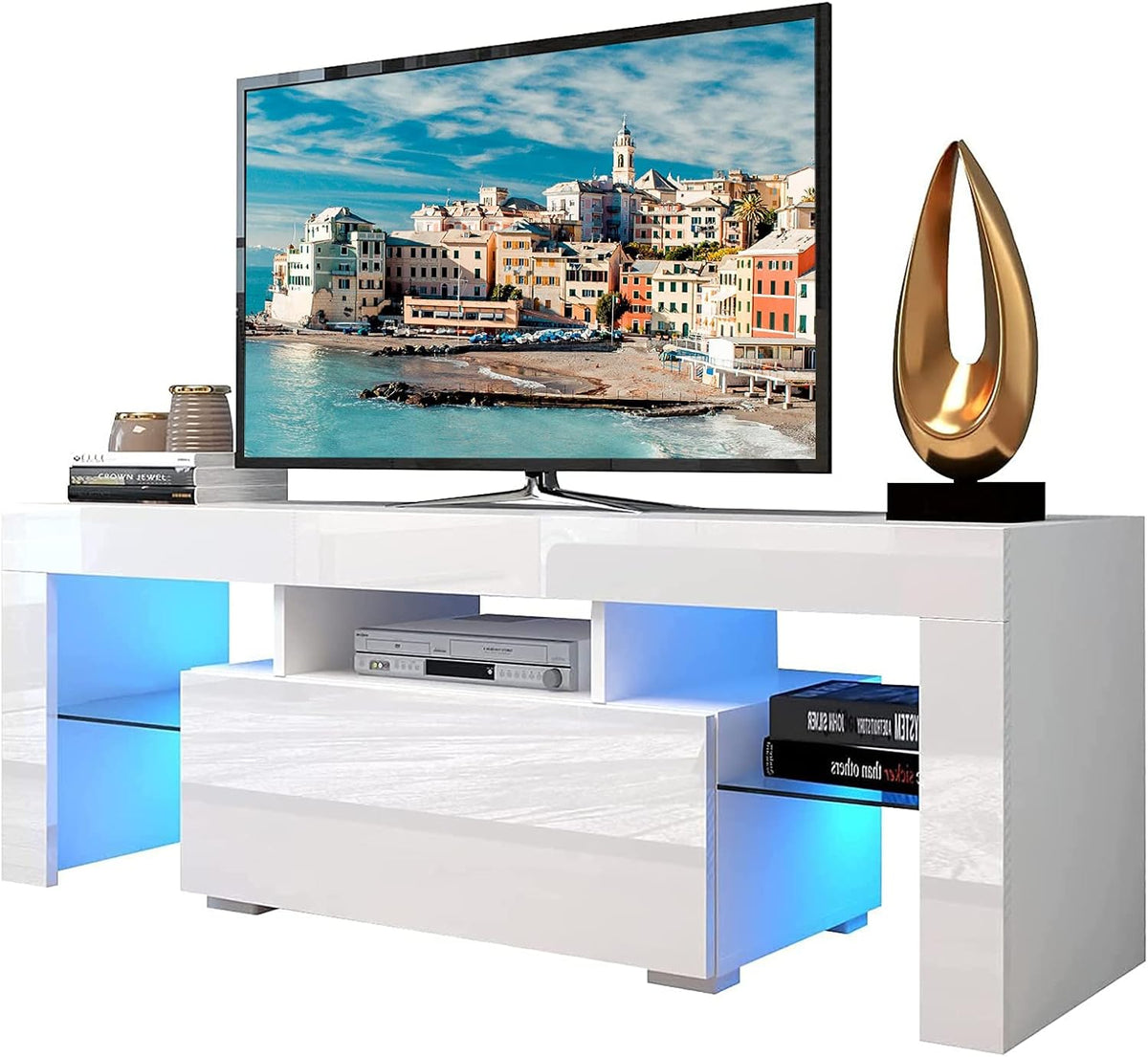 Modern TV Stand with 16 Colors LED Light and Drawer A6501