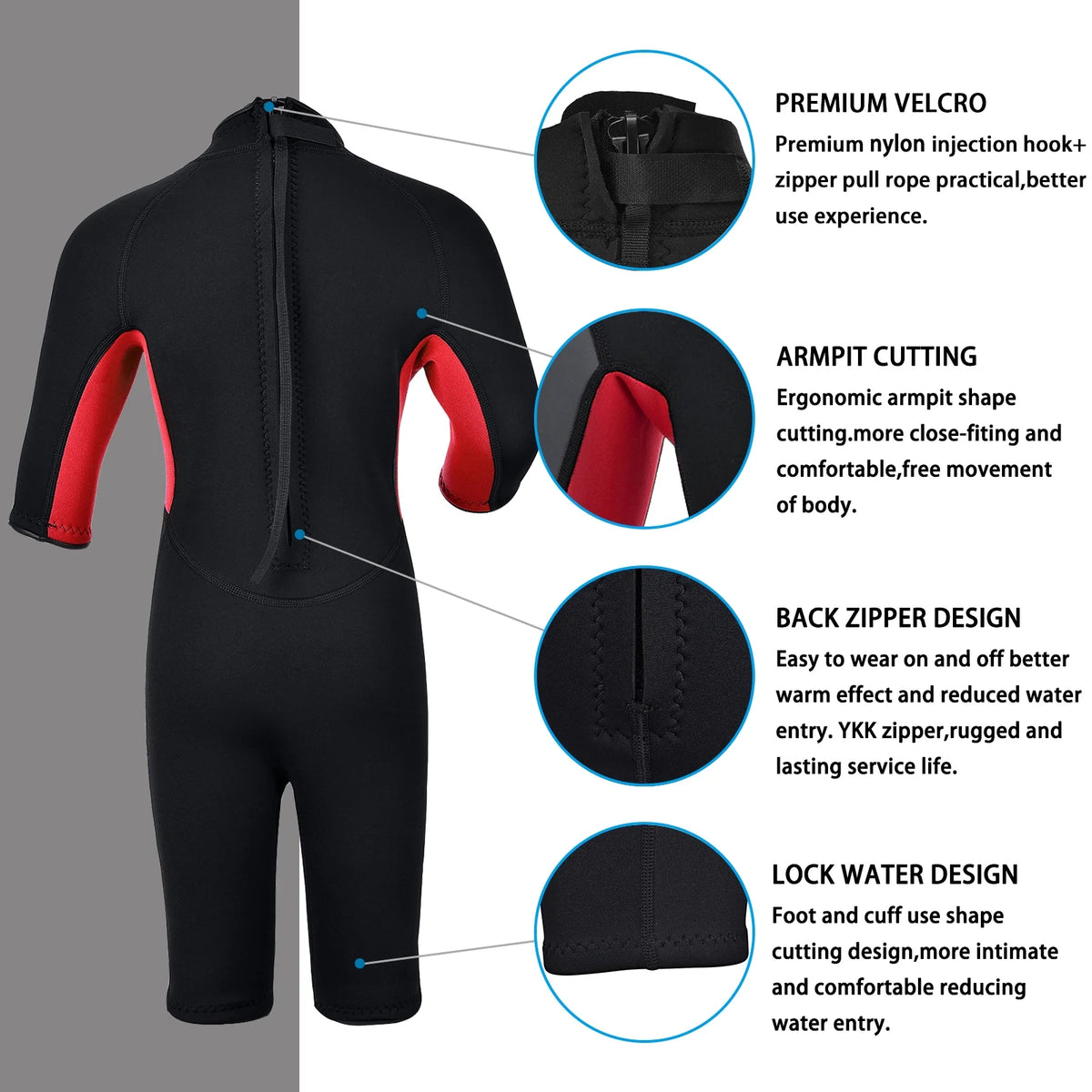3mm Neoprene Back Zip Kids Wetsuit K2902