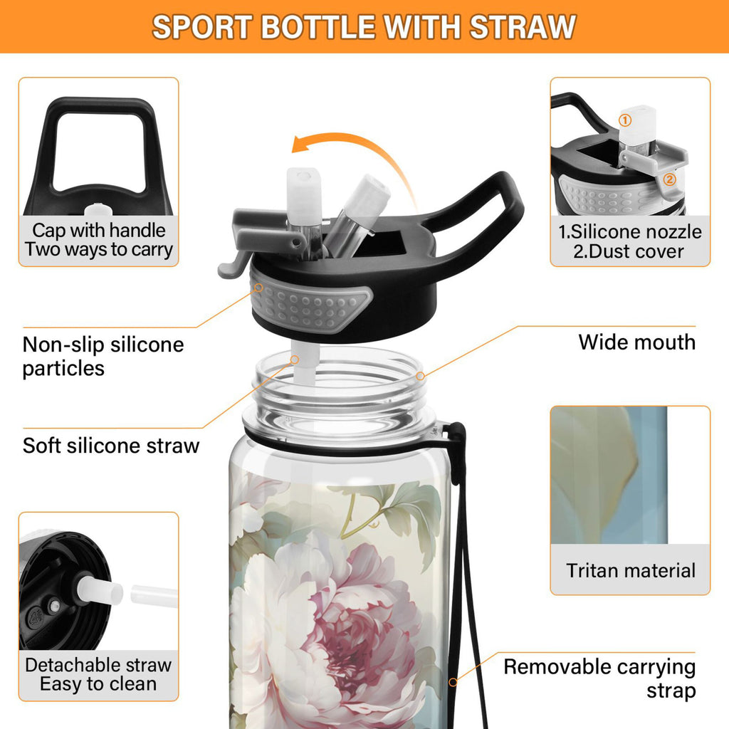 Clear 32oz Tritan Water Bottle with Straw P9932