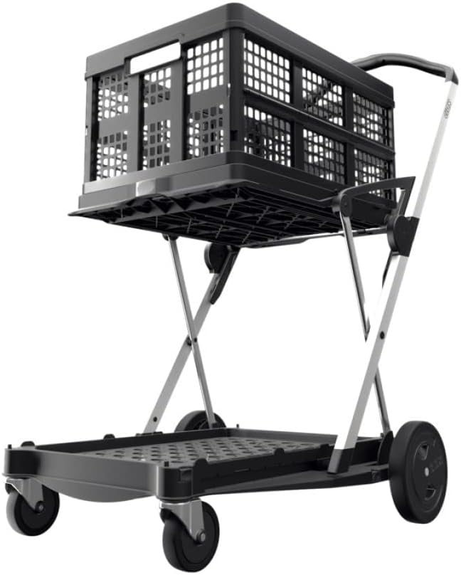 Grey Collapsible Folding Trolley with Storage Crate P590130