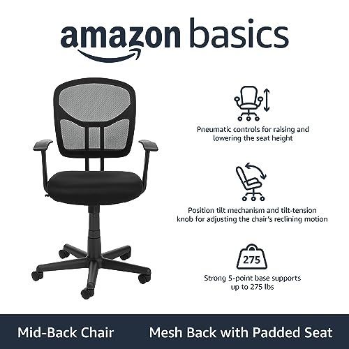 Black Mesh Adjustable Office Desk Chair with Armrests W8009
