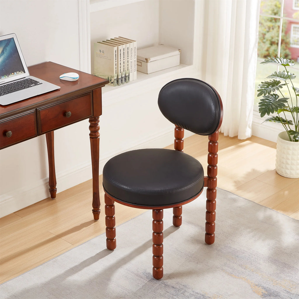 Set of 2 Black Upholstered Dining Chairs with Wood Legs D480935
