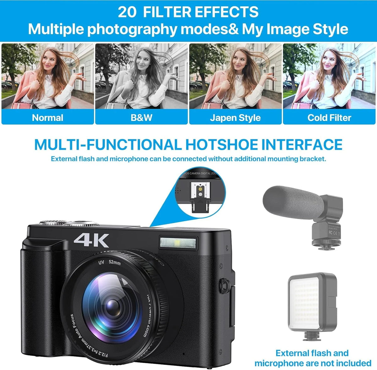 4K Digital Camera with 32GB Card Q383