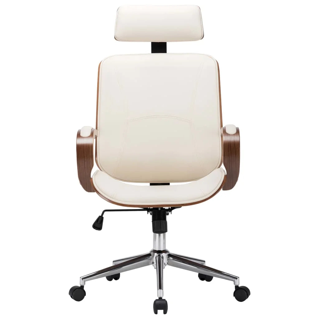 Cream Faux Leather Bentwood Swivel Office Chair N7234