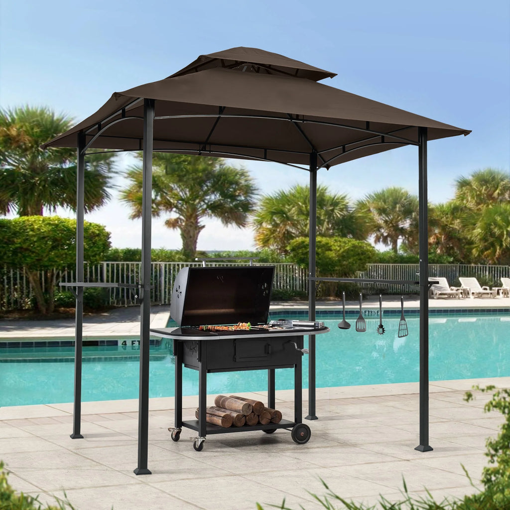 Brown Steel Frame Grill Gazebo with Canopy Y243776
