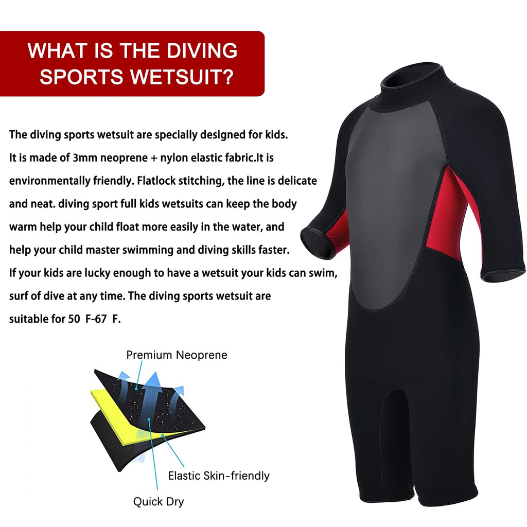 3mm Neoprene Back Zip Kids Wetsuit K2902