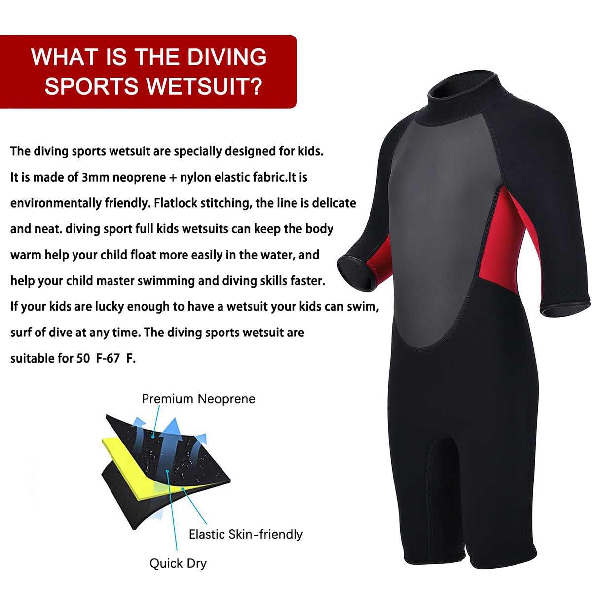 3mm Neoprene Back Zip Kids Wetsuit K2902
