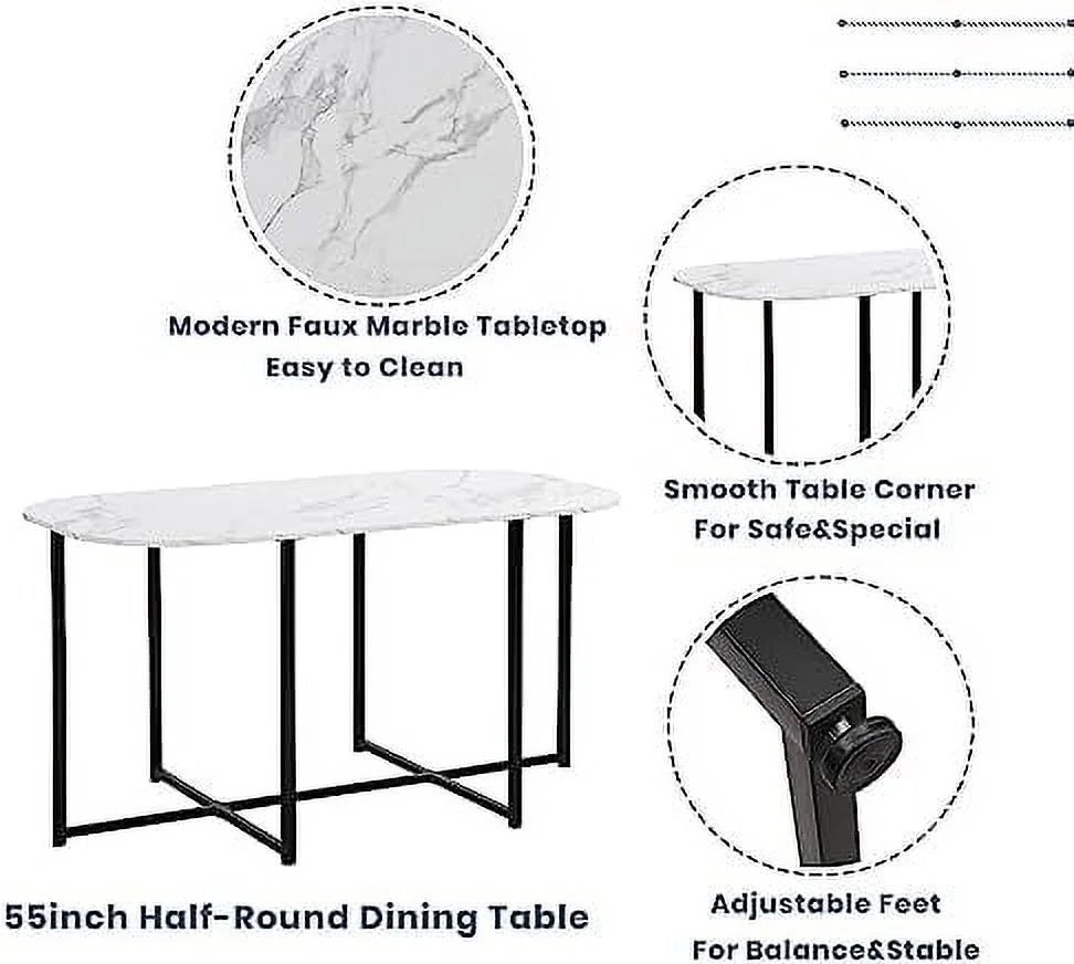 Compact Faux Marble Dining Table and Chairs 7 Piece Set G7610
