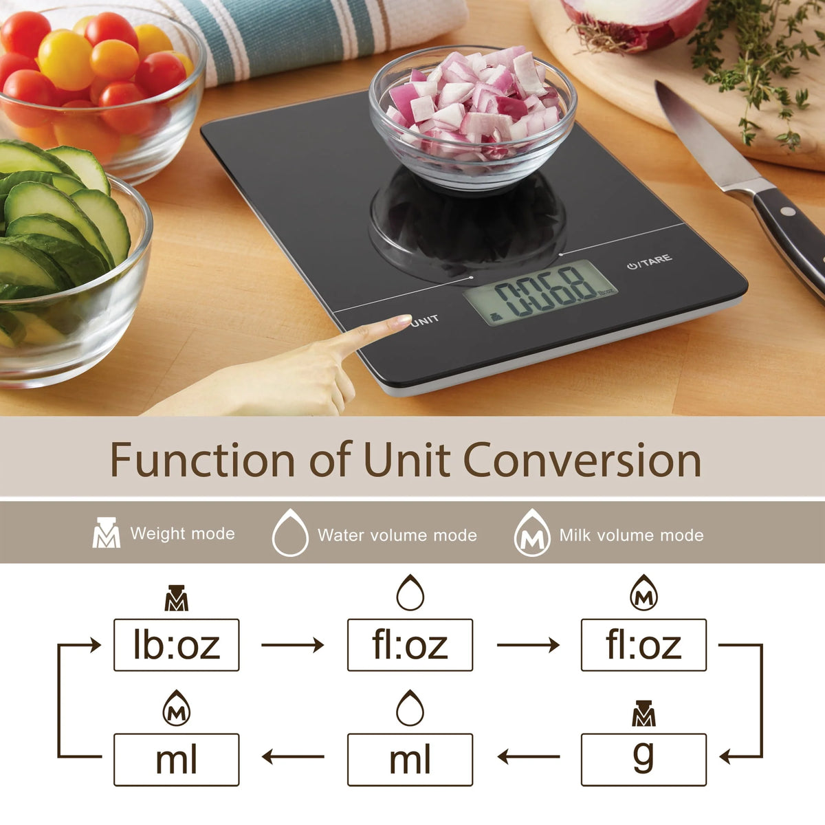 Tempered Glass Digital Scale, Black K861778