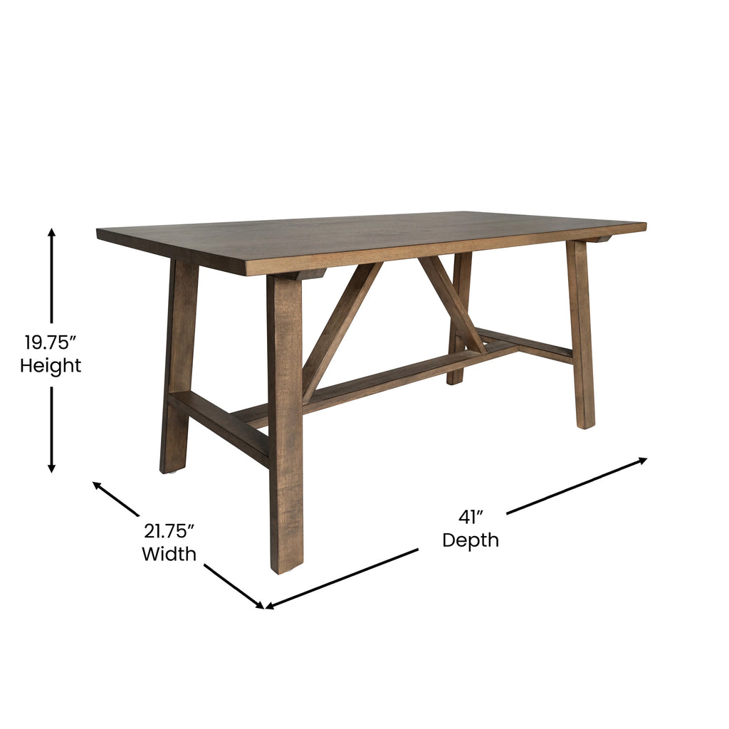 Solid Wood Farmhouse Coffee Table in Rustic Brown R389