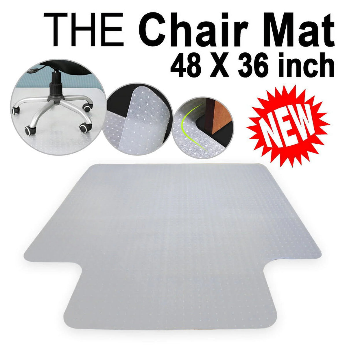 48"x36" Clear Office Chair Mat with Lip M68766