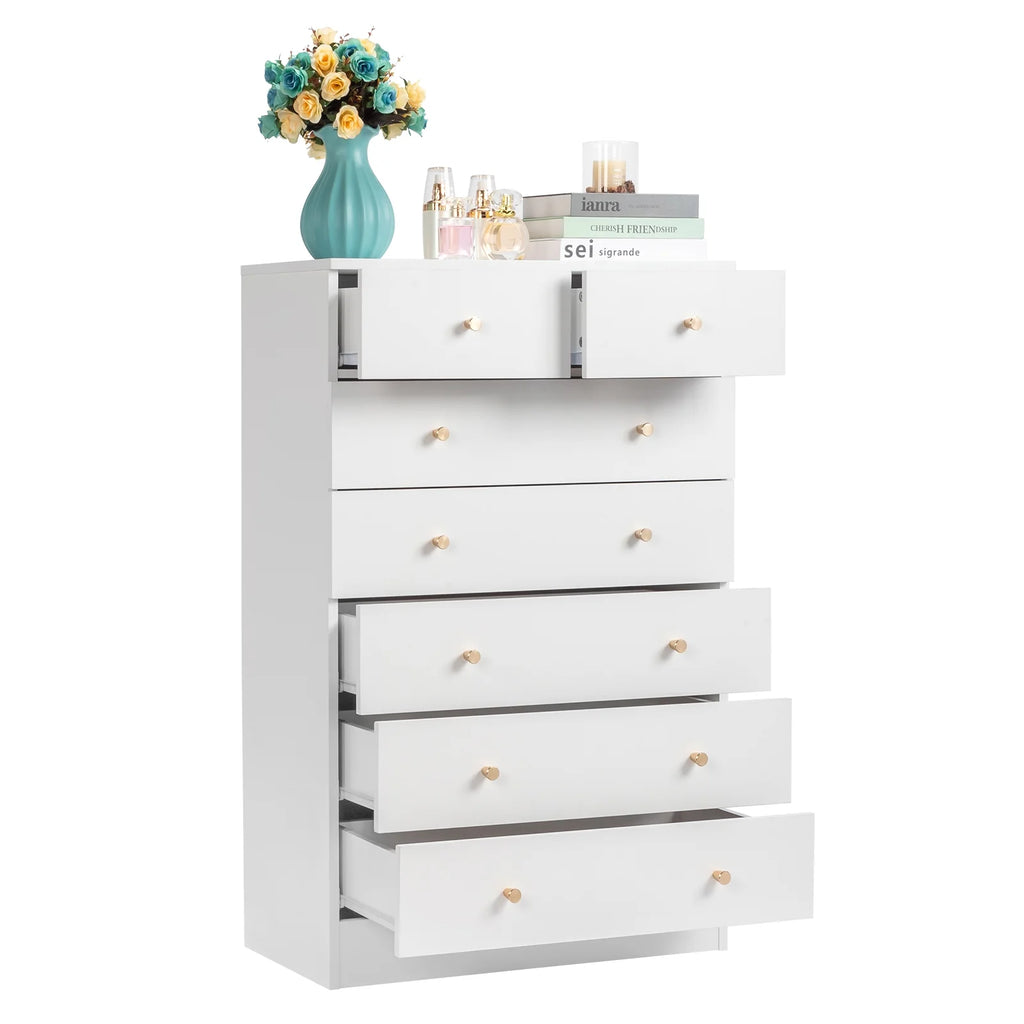 White 7 Drawer Wood Dresser N735