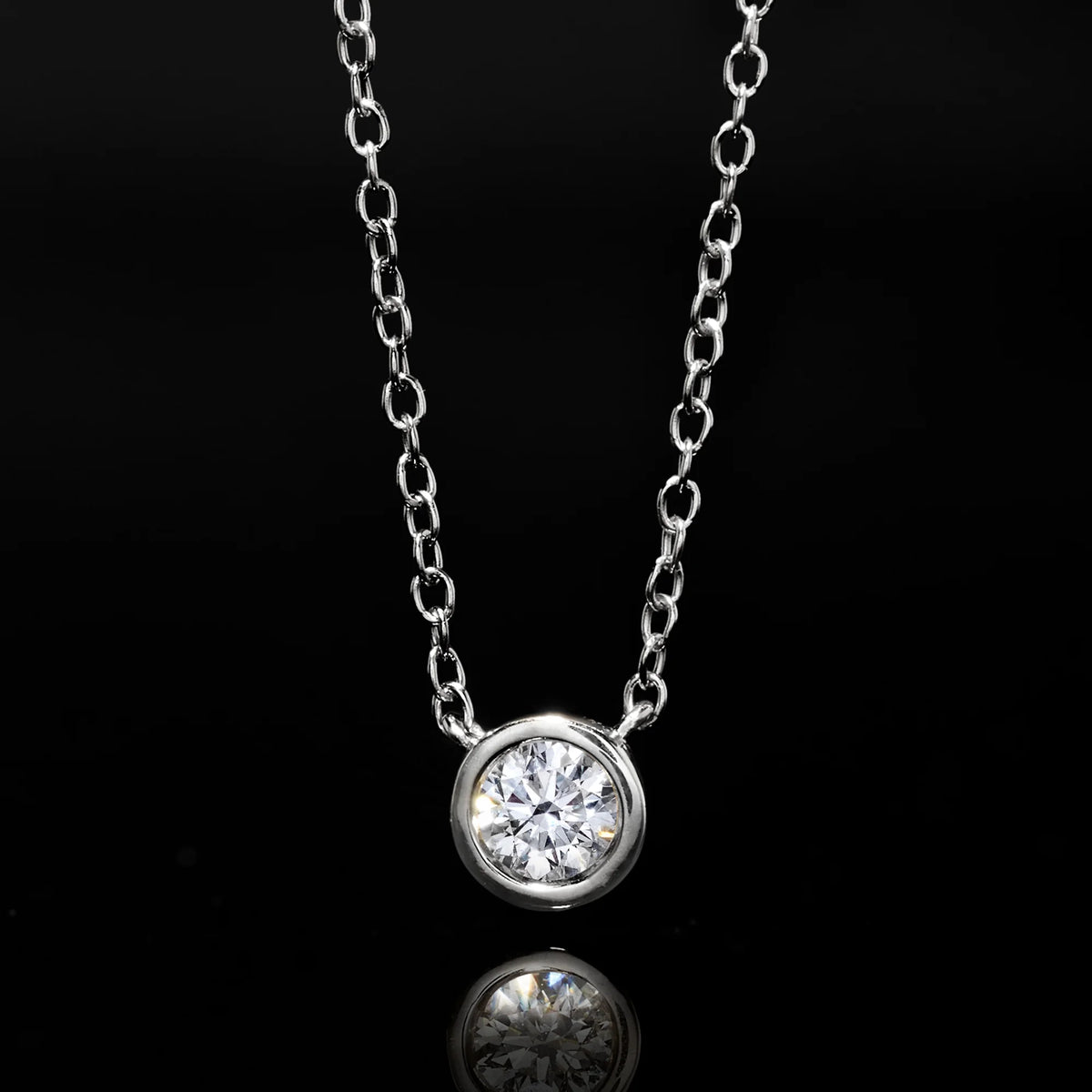 0.15 Carat Bezel-Set Lab-Grown Diamond Necklace in Sterling Silver V403