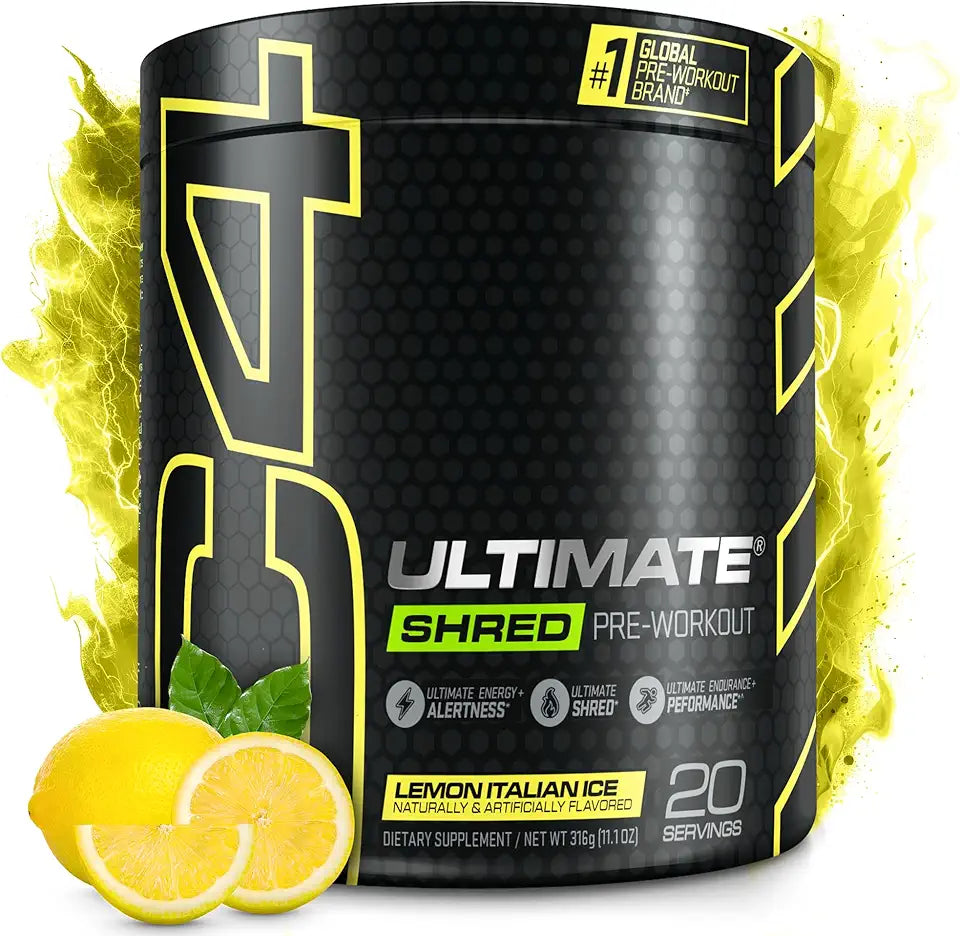 Pre Workout Powder with Ginger Root Extract, Lemon Italian Ice, 20 Servings N80778