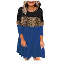 Petite O-Neck Long Sleeve Print Dress F12330