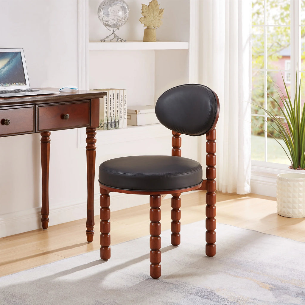 Set of 2 Black Upholstered Dining Chairs with Wood Legs D480935