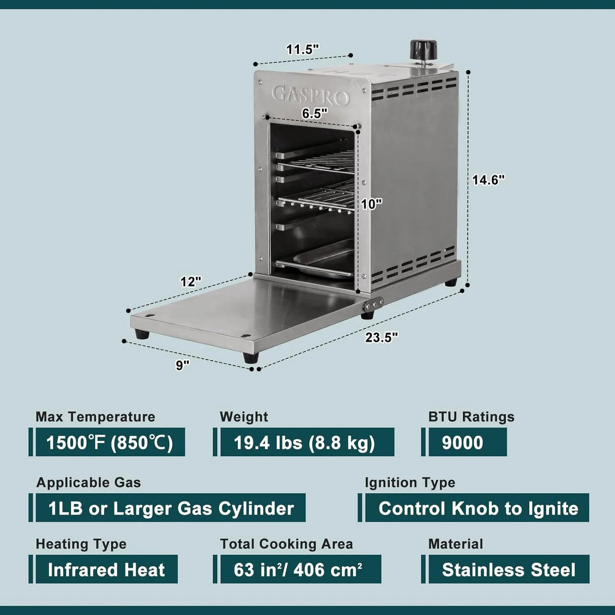 Portable Stainless Steel Propane Gas Grill E800185